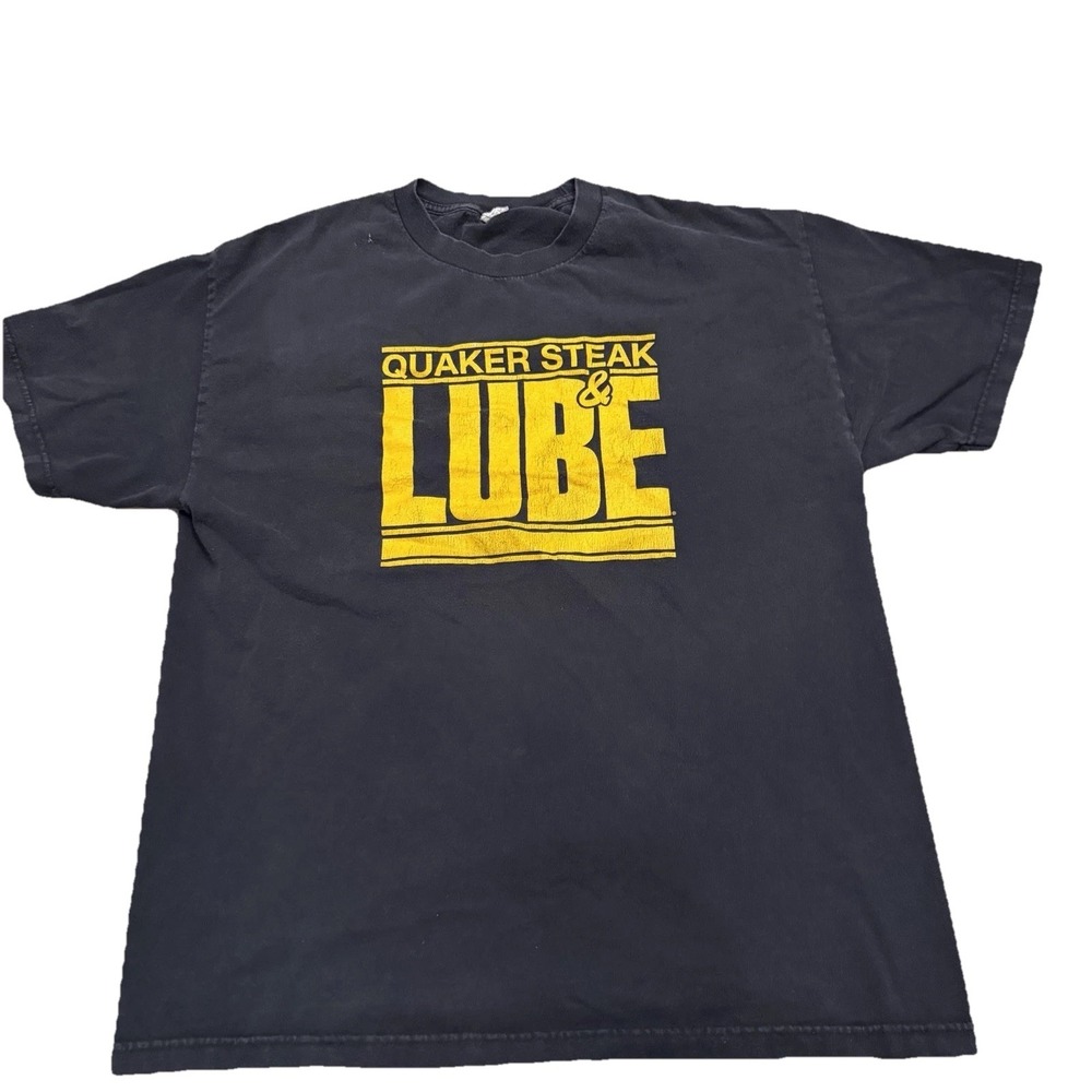 Vintage Quaker Steak & Lube Tee XL Black Yellow Alstyle 90s